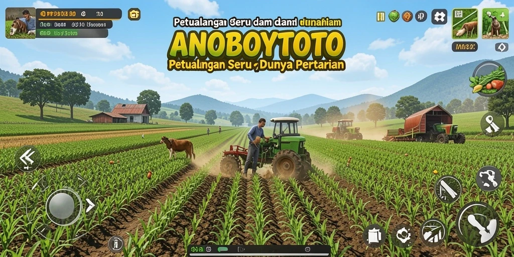 Screenshot gameplay ANOBOYTOTO yang memperlihatkan petualangan bertani.