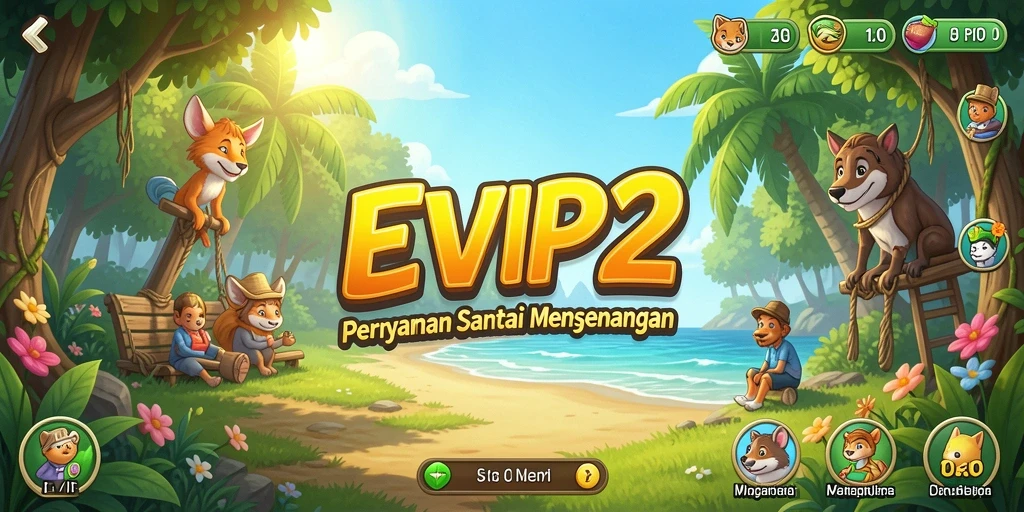 Tampilan gameplay <strong>EVIP2</strong> yang ceria dan penuh warna.
