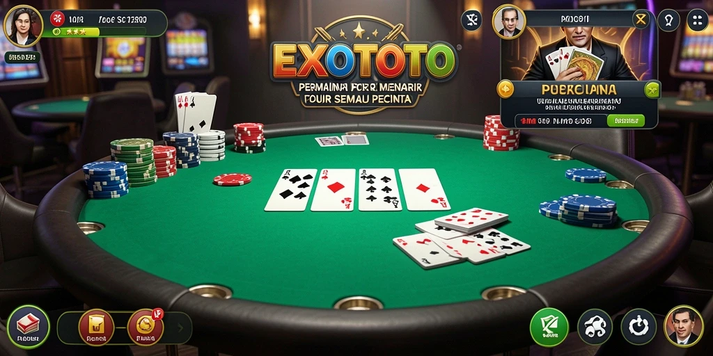 Tampilan gameplay poker seru di EXOTOTO
