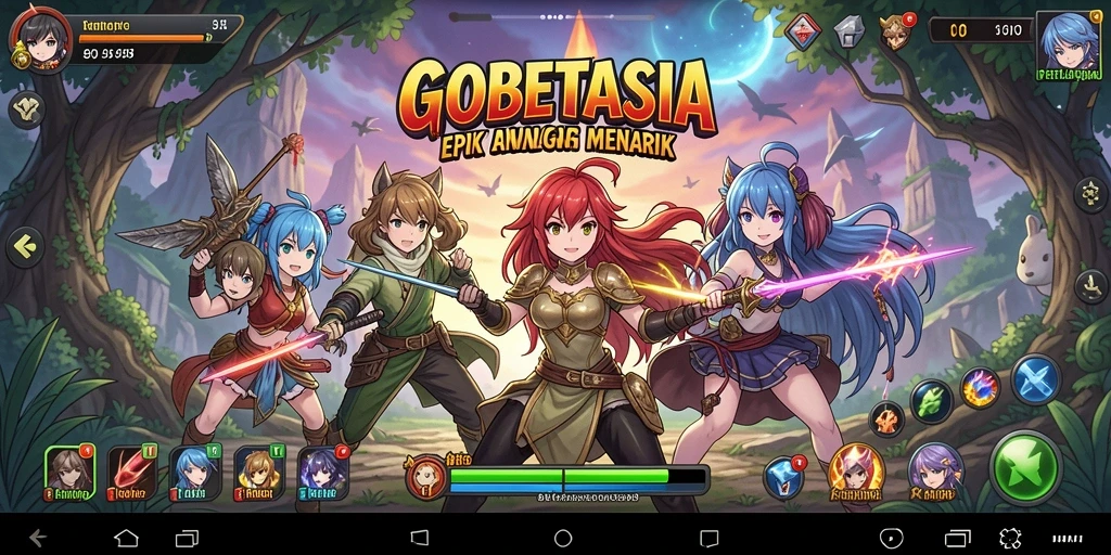 Tampilan gameplay GOBETASIA yang menarik dengan karakter Anime yang unik.