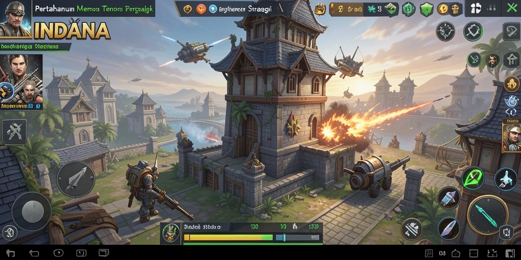 Tampilan menarik dari gameplay Tower Defense INDAAA.