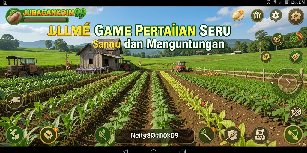 Screenshot gameplay JURAGANKOIN99 menampilkan aktivitas bertani yang seru.
