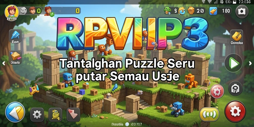 Screenshot RPVIP3 menampilkan gameplay menantang dengan desain yang cerah.