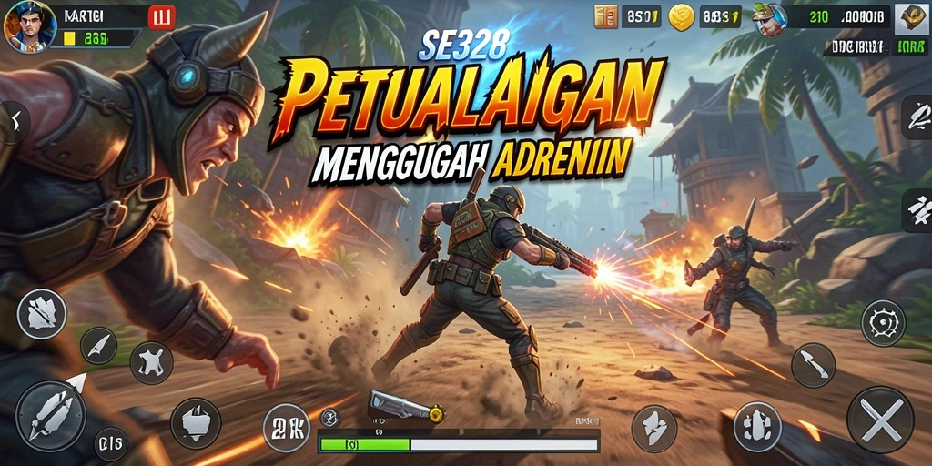 Screenshot SE328 menunjukkan aksi pertempuran yang intens dan grafis yang menawan.