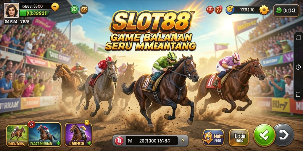 Screenshot utama SLOT88 menampilkan aksi balapan yang mendebarkan.